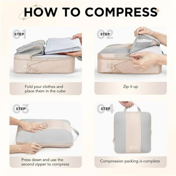 OlarHike 10 Set Compression Packing Cubes Travel Organizer Luggage Bags - Picture 3 of 8